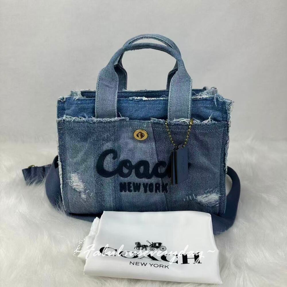 Coach Cargo Tote Bag 26 Crossbody With Repurposed Denim Patchwork CCX13 NWT - Picture 2 of 9